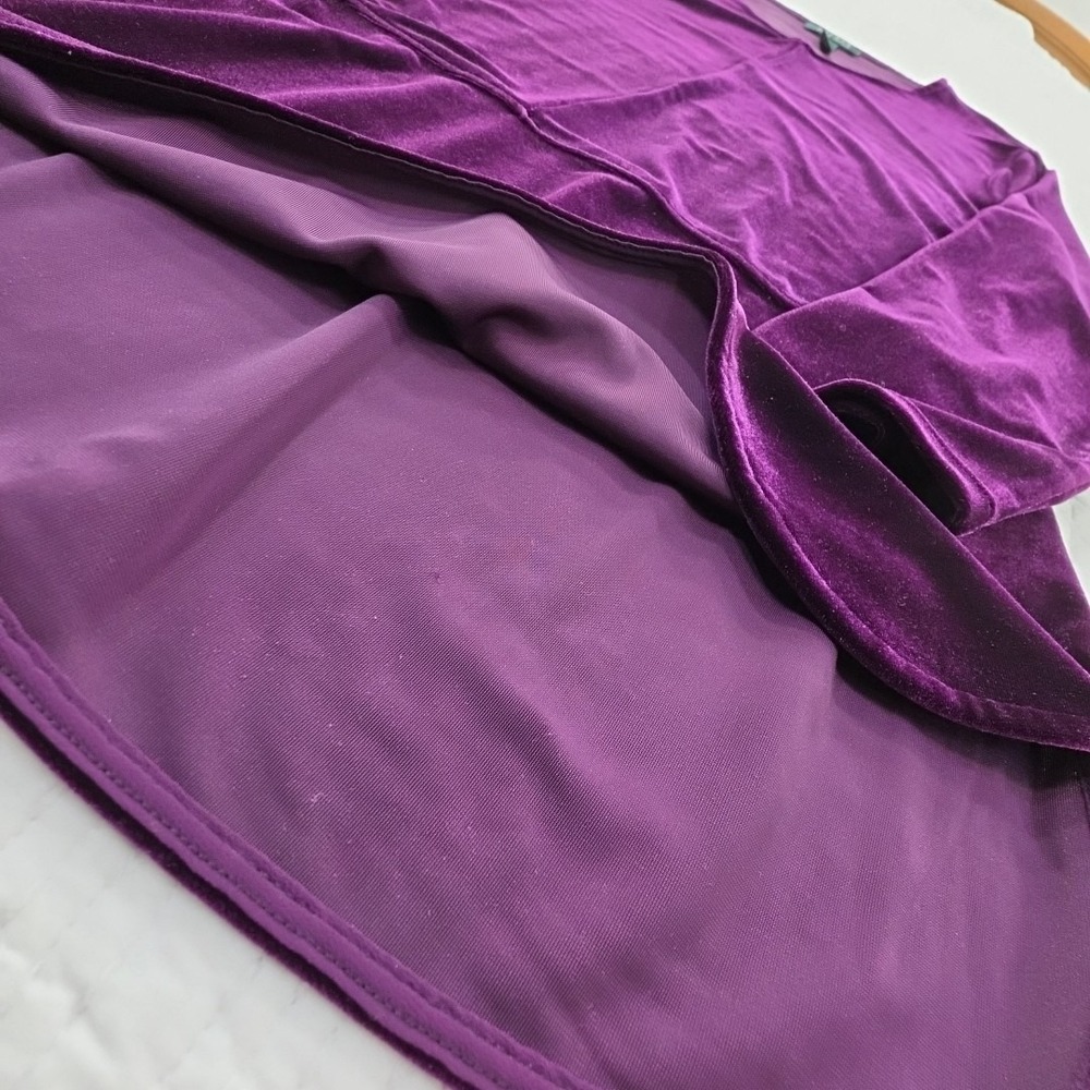 Lauren Ralph Lauren Blouse Womens XL Purple Velvet Velour Tunic Top Green Label - Picture 4 of 16